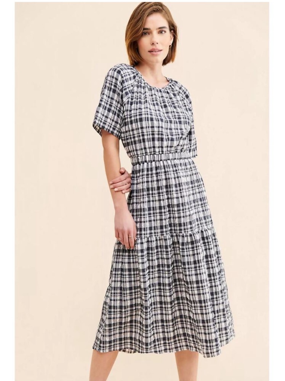 FREE PEOPLE Just Female Hamilton Midi Cut Dress in Blue Motif NWT